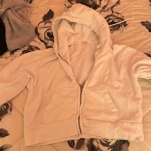 Brandy Melville Cropped White Hoodie!! Good Condition! One Size!